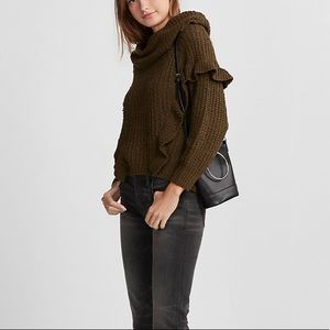 NWT Express Forest Green Ruffle Sweater